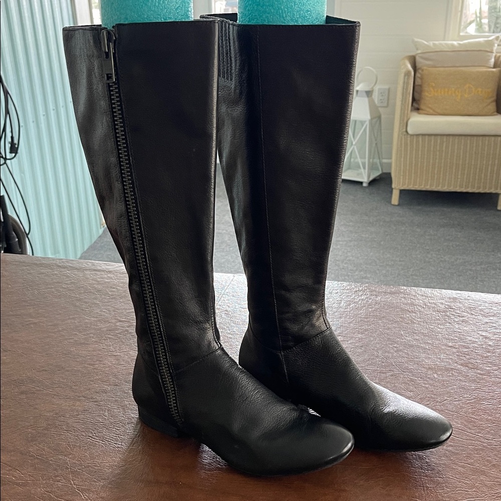 Born Black ‘TERRI’ Knee High Leather Boots Side Zip 9.5 EUC